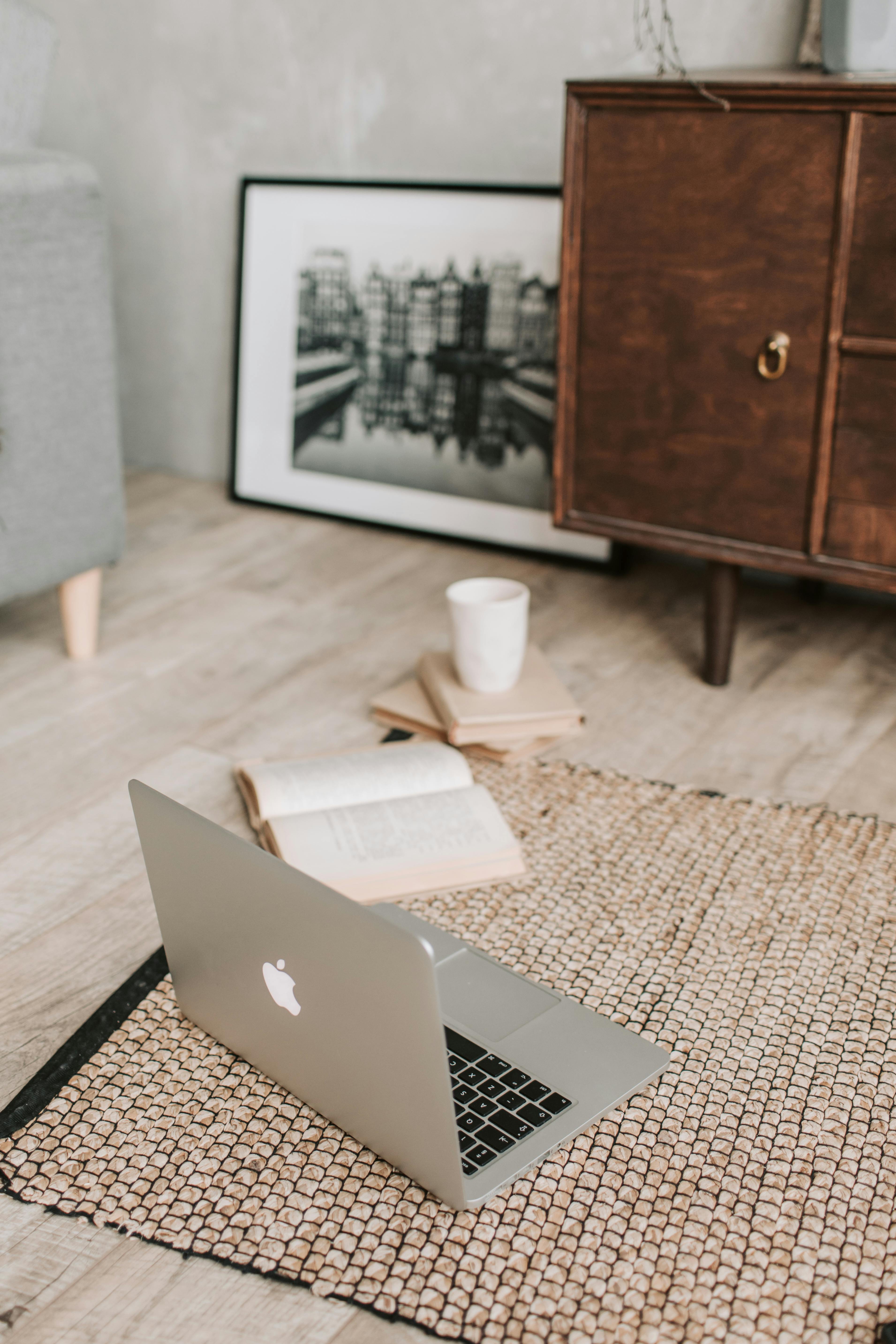 Laptop on the floor